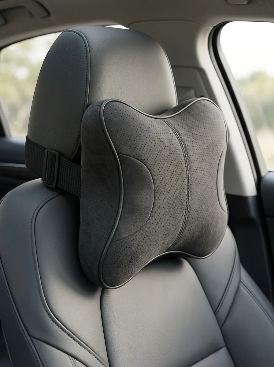 Suede-Look Car Neck Support Pillow