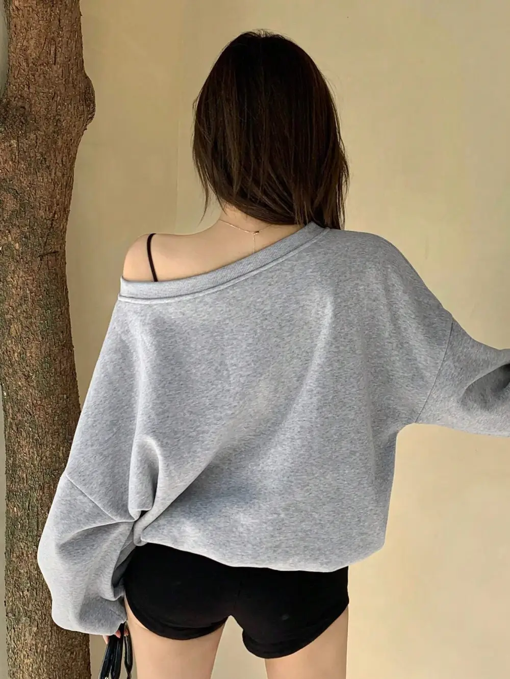 Women Asymmetrical Neck Fleece Lined Relaxed Fit Sweatshirt
