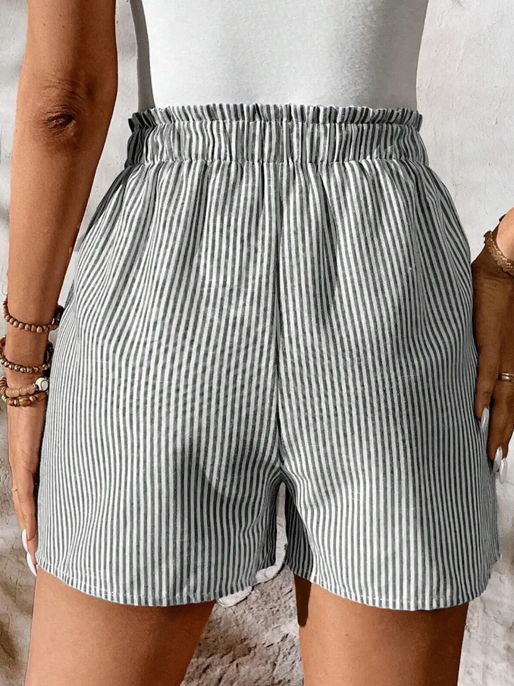 Elastic Waist Drawstring Waist Shorts