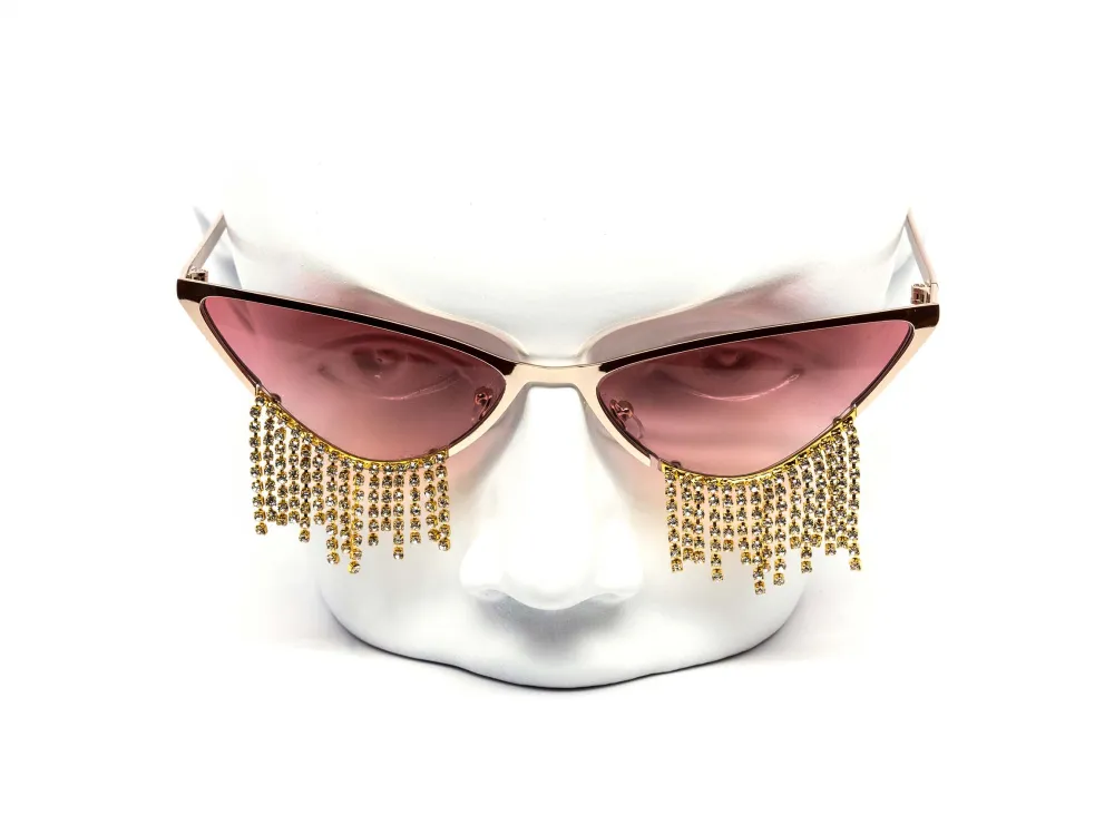 Twelve-Piece Metal Cat-Eye Gradient Sunglasses