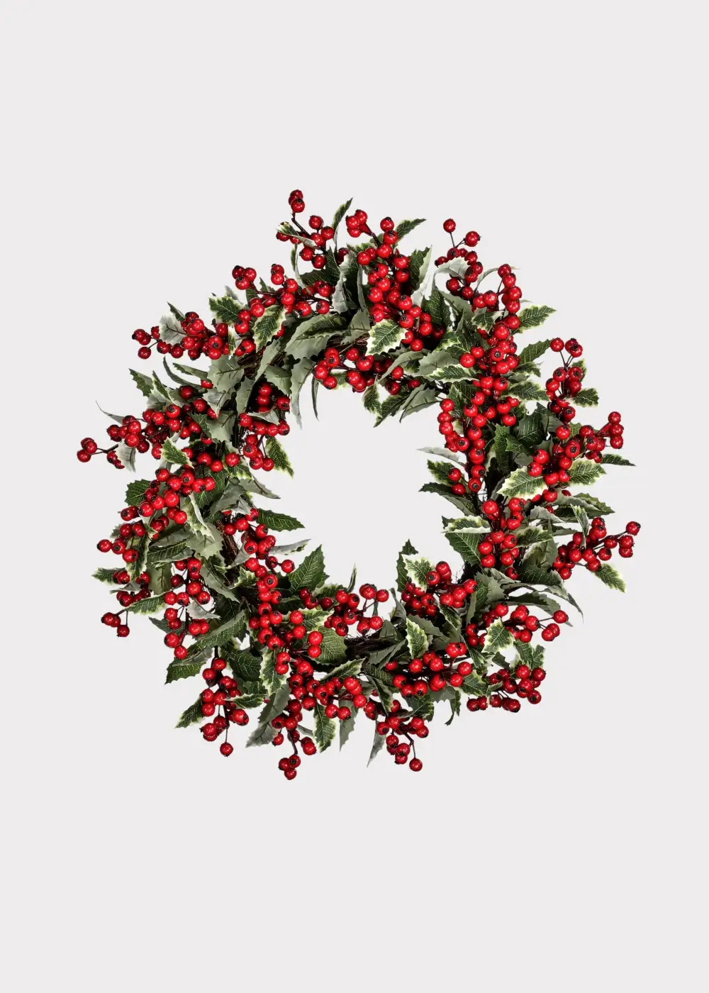 Artificial Traditional Holly Berry Wreath