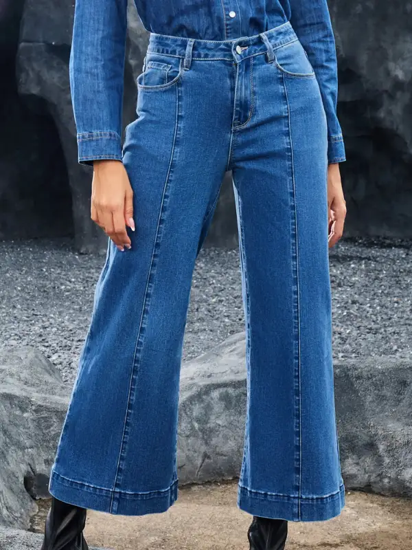 Flare Leg Seam Detail Denim Jeans