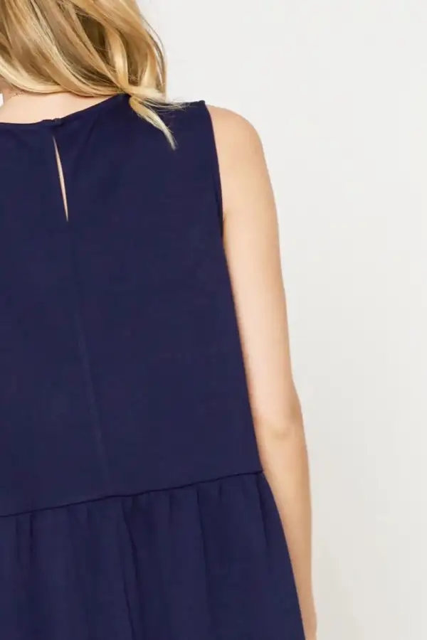 Round Neck Sleeveless Tank Dress with Pockets