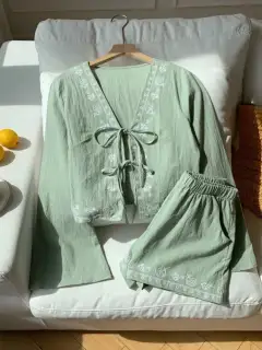 Pocketed Cotton Top and Shorts Matching Set