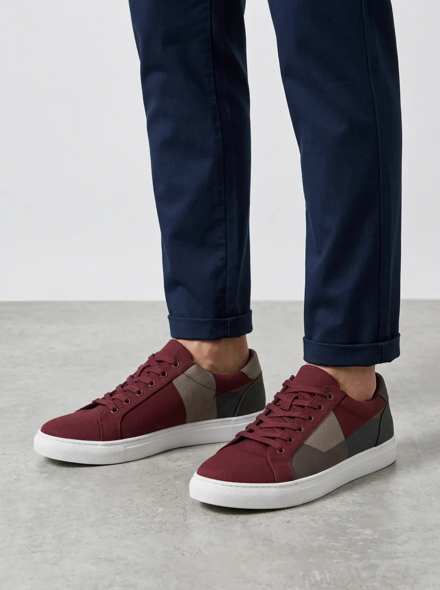 Men's Colorblock Canvas Printed Casual Shoes