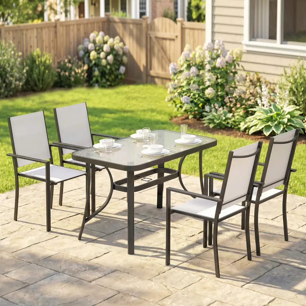 Stackable Glass Garden Dining Set