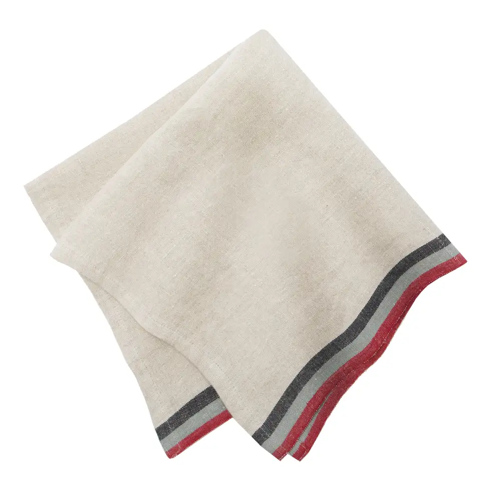 Refined Tricolor Stripe Linen Napkin Set