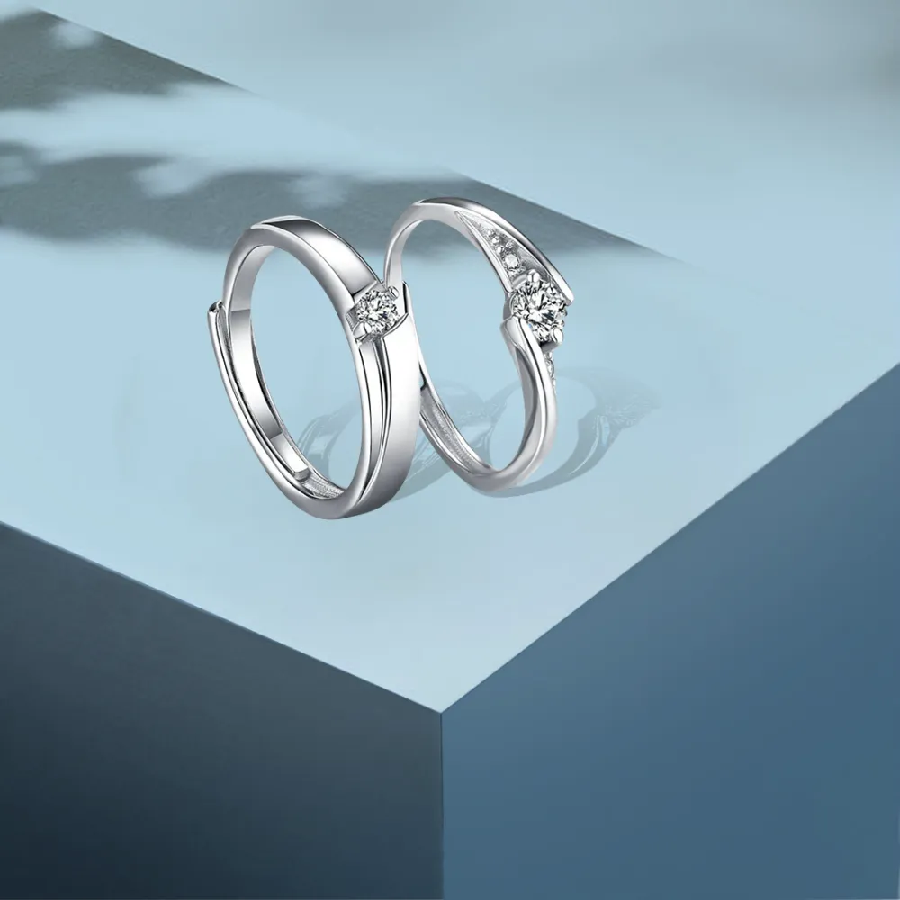 Solitaire Couple Bands Ring