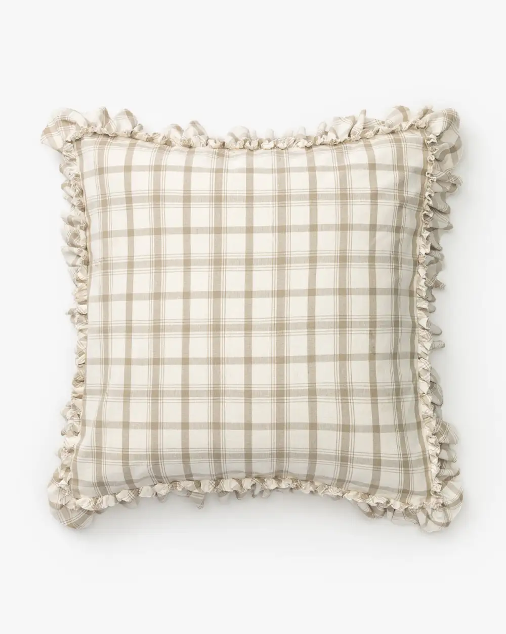 Ruffled-Edge Cotton Pillow Cover