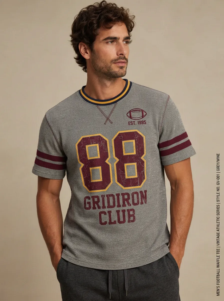 Men's Football Fan 88 Gridiron Club Printed Waffle T-shirt