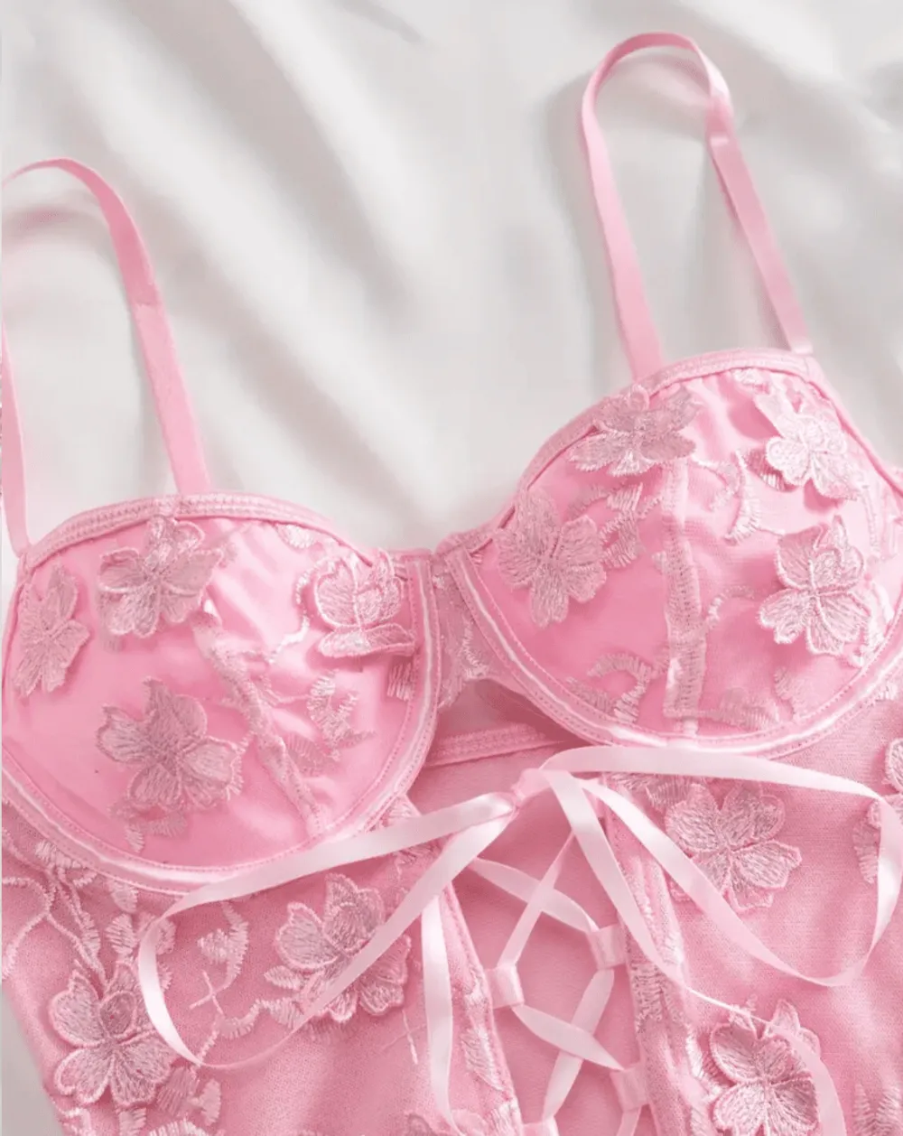 Modern Floral Corset Lingerie Set