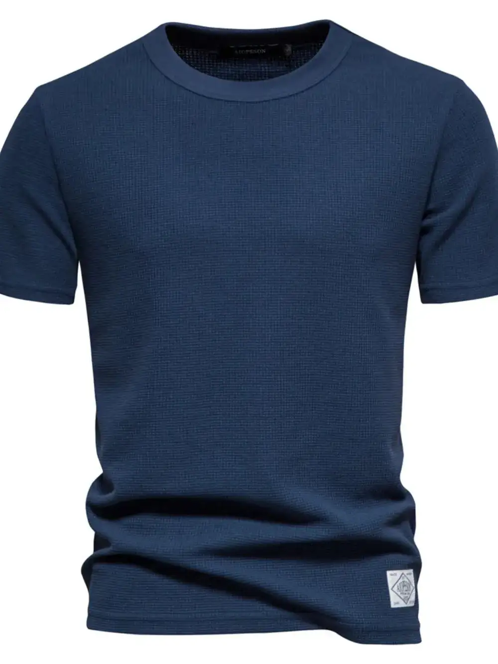 Waffle Knit Short Sleeve Crew Neck Tee