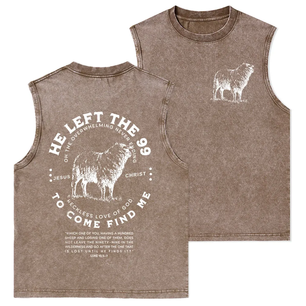 He Left The 99 To Rescue Me Christian Washed Tank Top