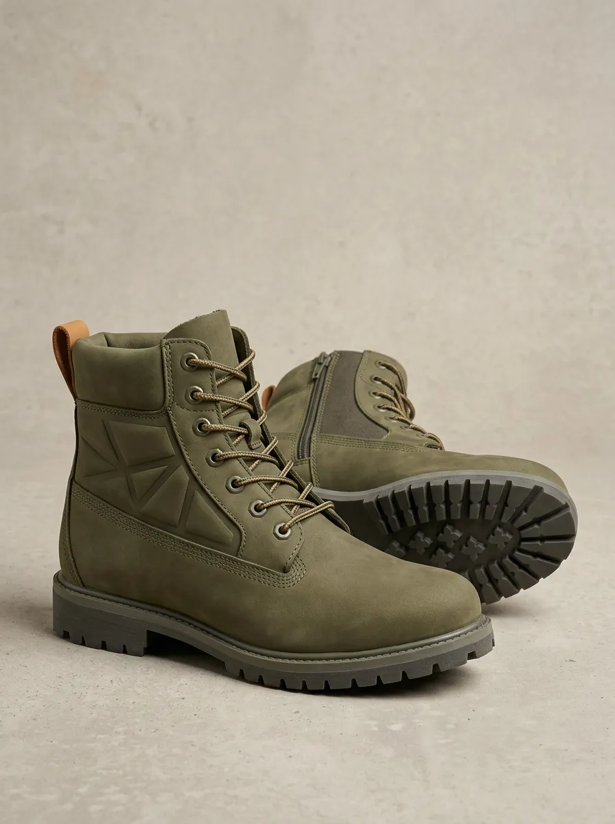 Unisex Geometric Pattern Print Work Boots