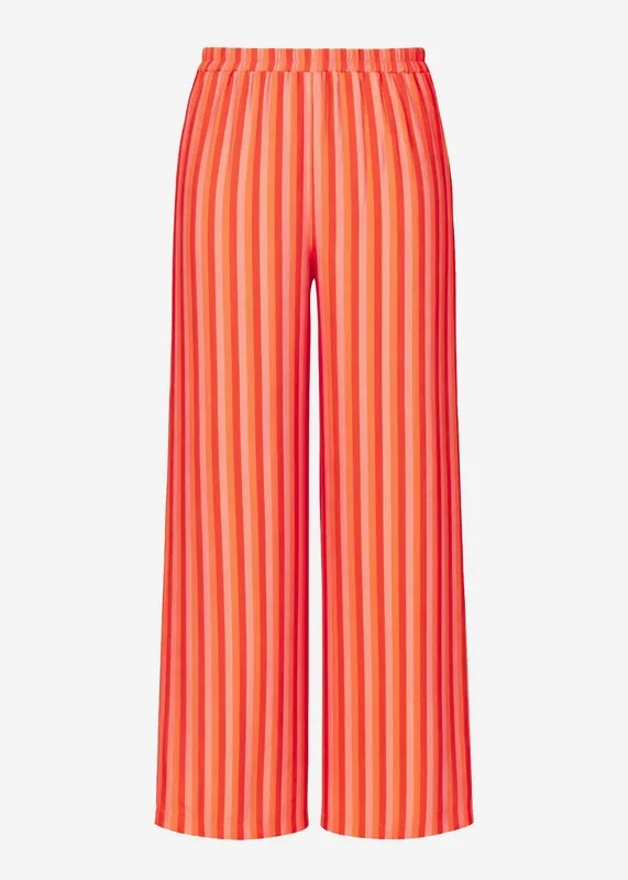 Orange Viscose Striped Pants
