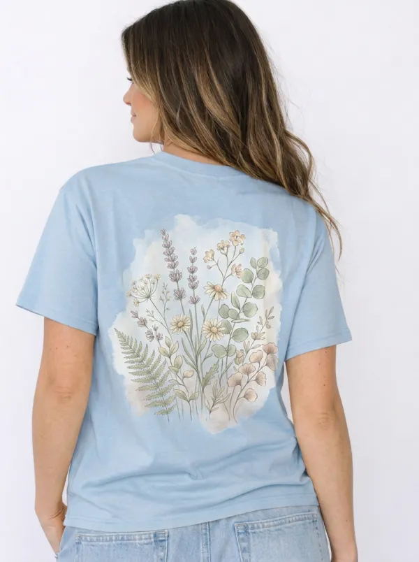Women's Nature Lover Wildflower Bouquet Printed T-shirt