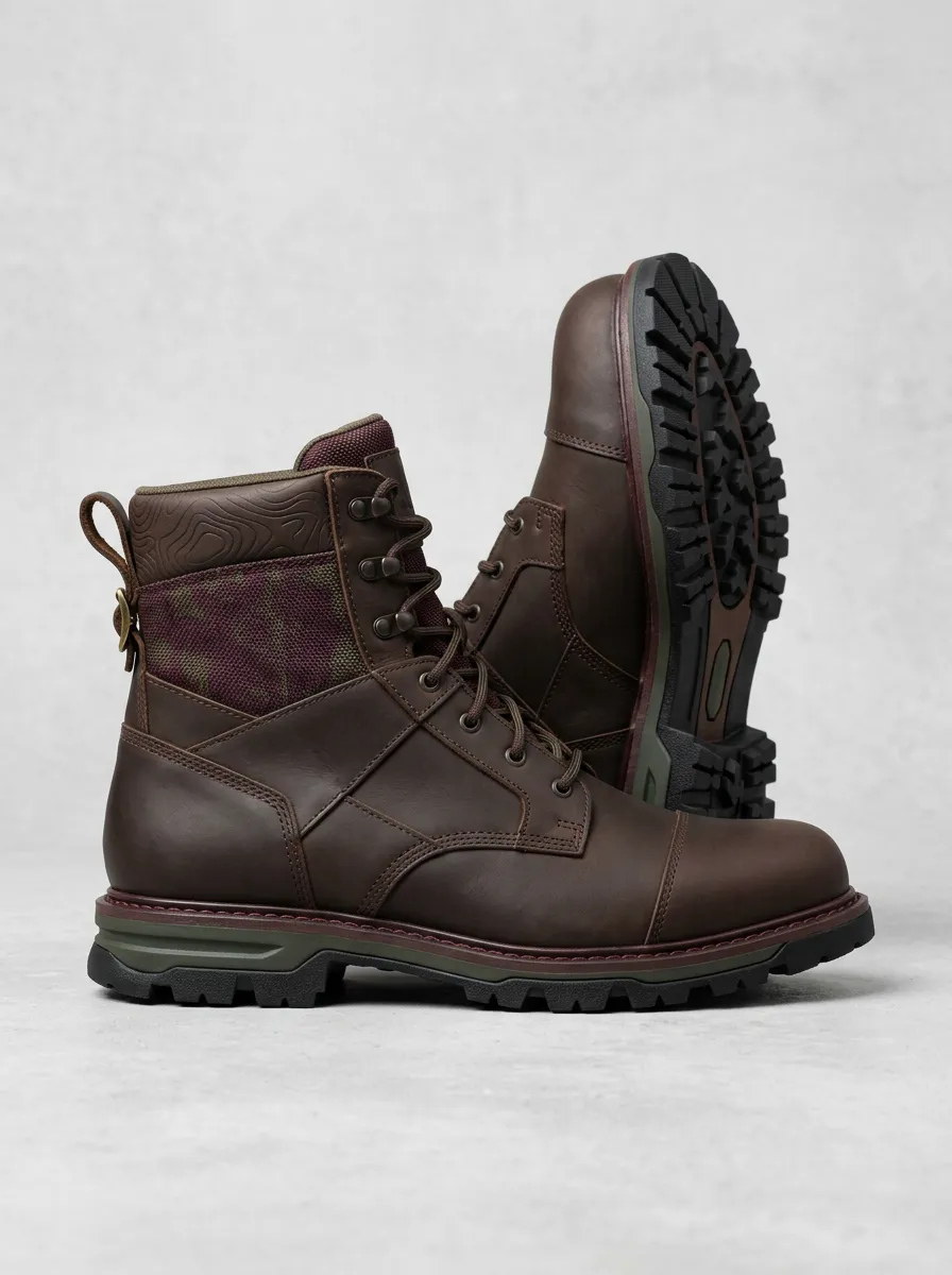 Unisex Outdoor Hiking Topographic Camo Print Work Boots