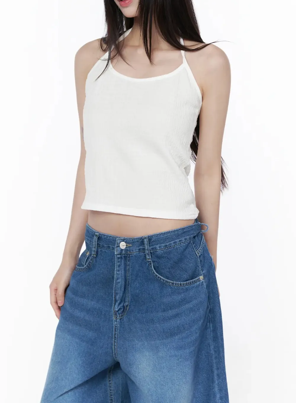 Ribbed Halter Neck Tank Top