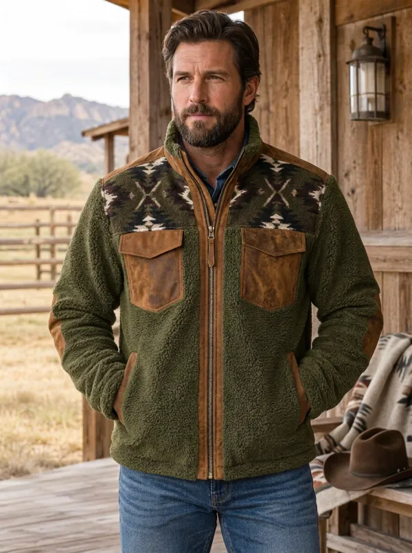 Prairie Ridge Aztec Country Style Men's Western Fleece Jacket