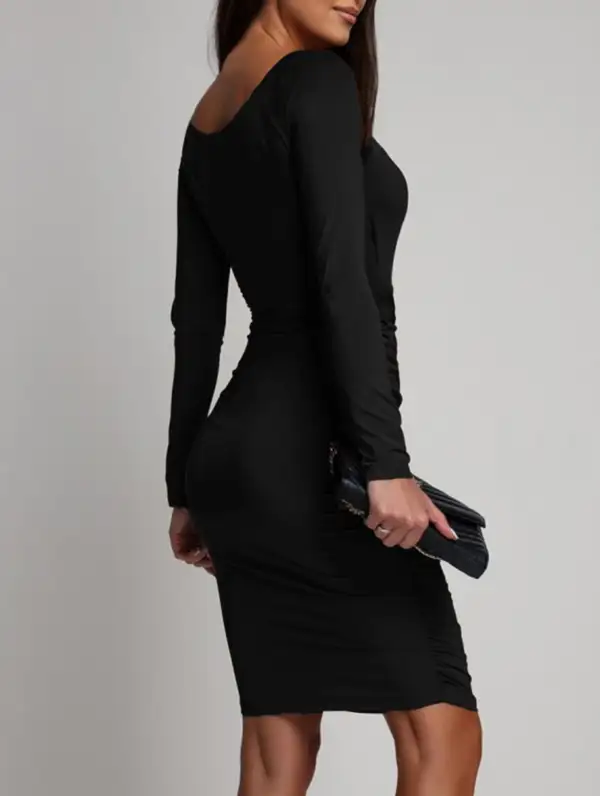 Square Neck Asymmetrical Slim Mini Dress