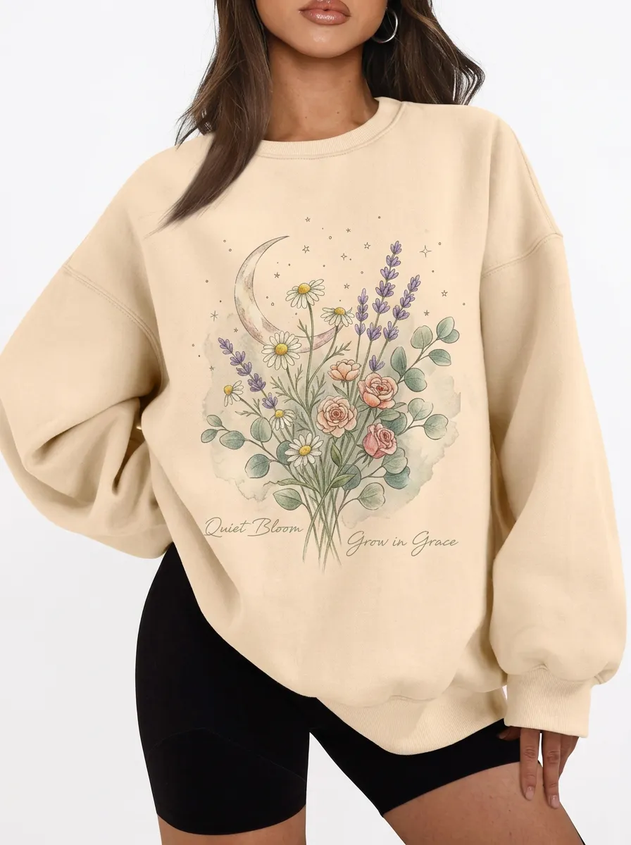 Women's Floral Moon Quiet Bloom Printed Sweatshirt