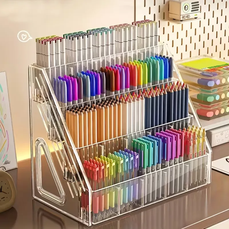 Clear Multi-Tier Pen Storage Rack