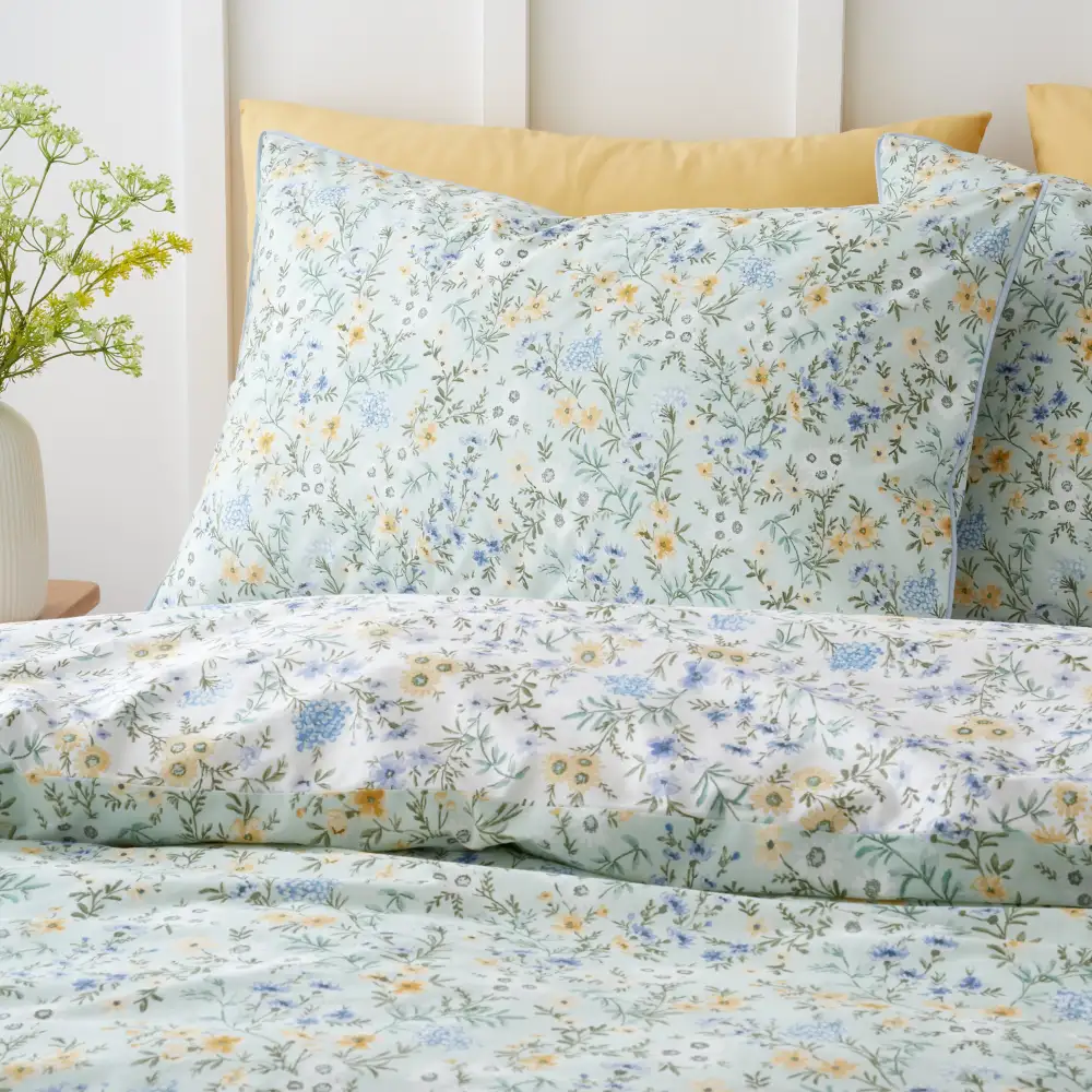 Calm Bedroom Woven Floral Cotton Duvet Cover Set