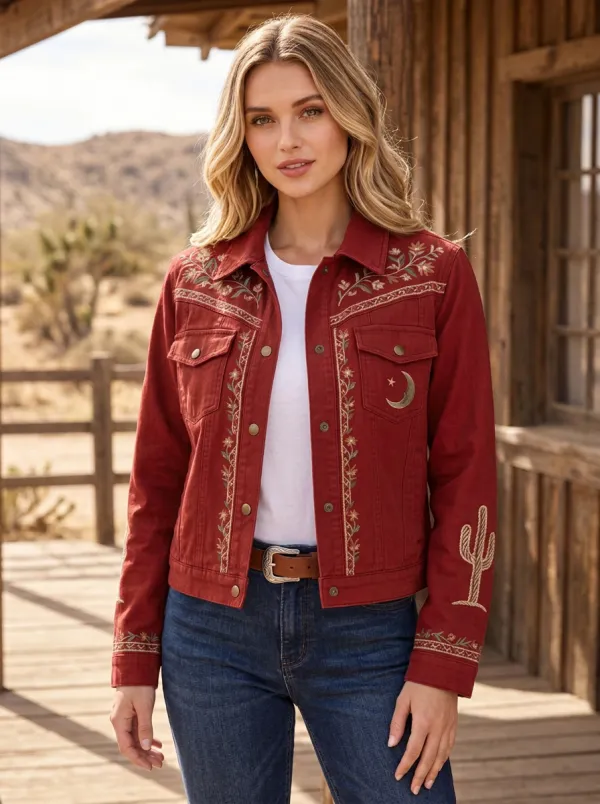 High Plains Cactus Desert Floral Design Women's Western Jacket