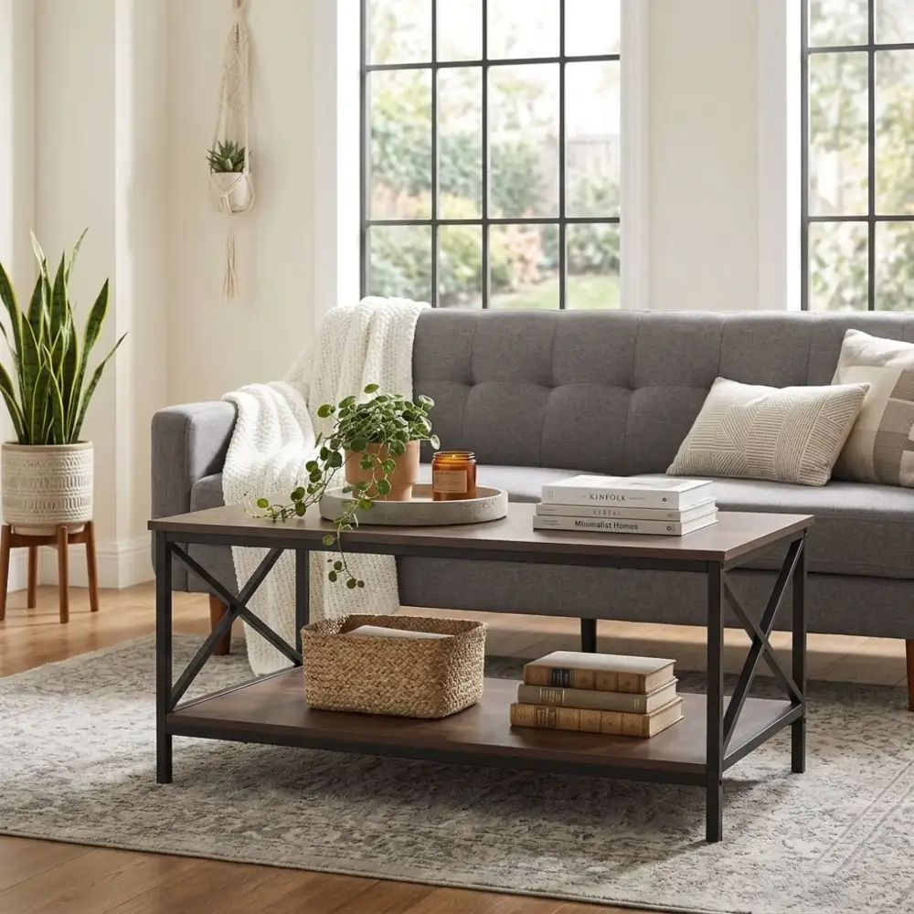 Rectangular Metal Frame Coffee Table