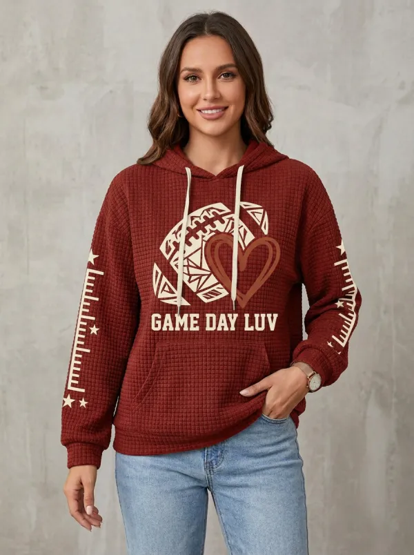 Women's Classic Gridiron Day Luv Heart Graphic Hoodie