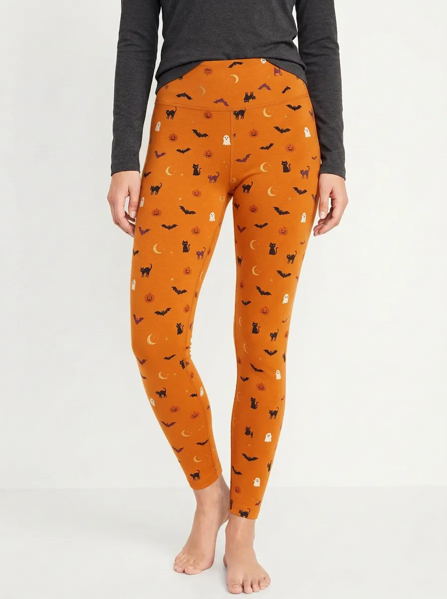 Women's Halloween Pumpkin Ghost Bat Leggings