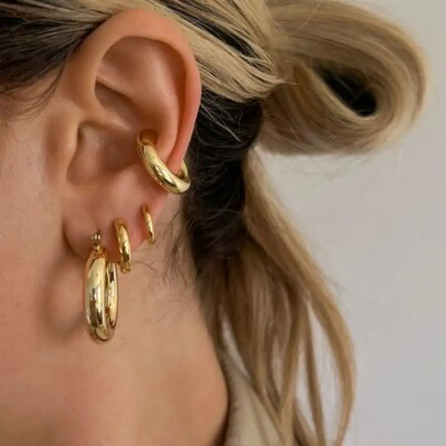 Stainless Steel Letter C Shape Clip on Earrings