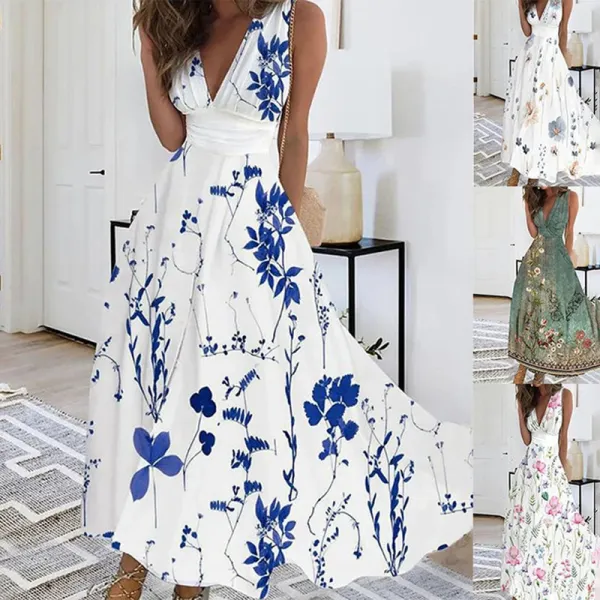 Sleeveless V-Neck Maxi Dress