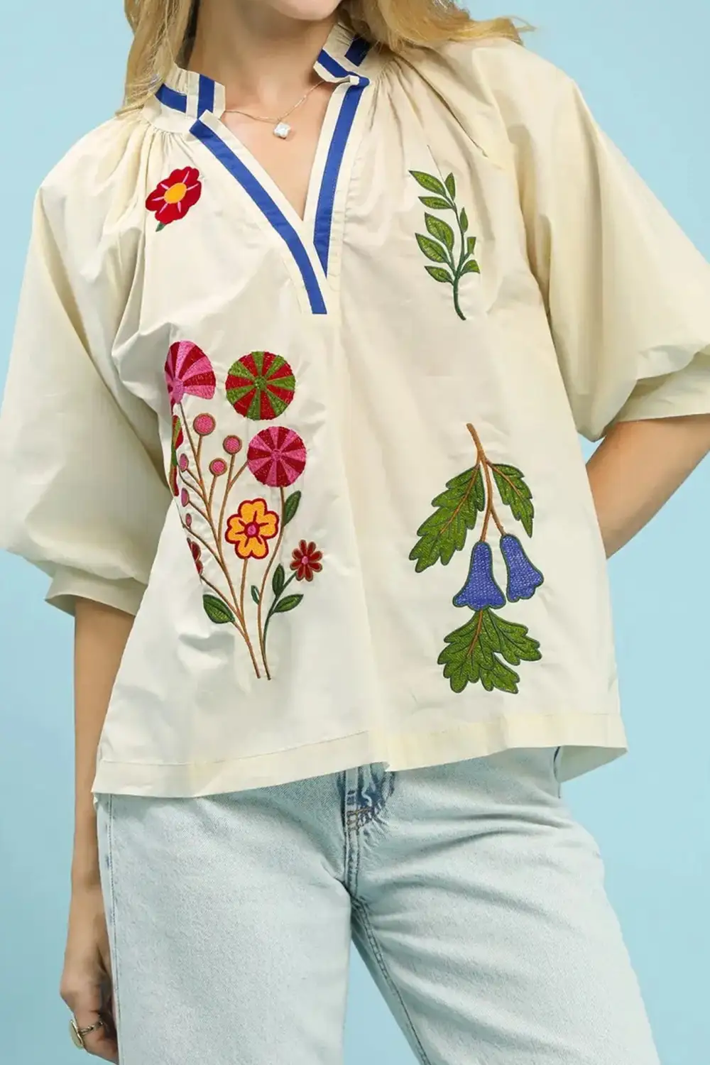 Striped Floral Ruffle Relaxed Top