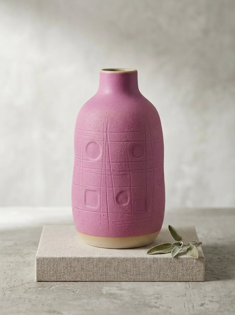 Modern Geometric Textured Ceramic Vase