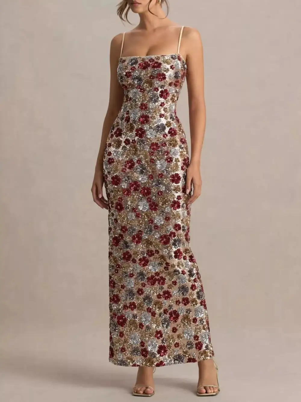 Classic Bodycon Floral Maxi Dress