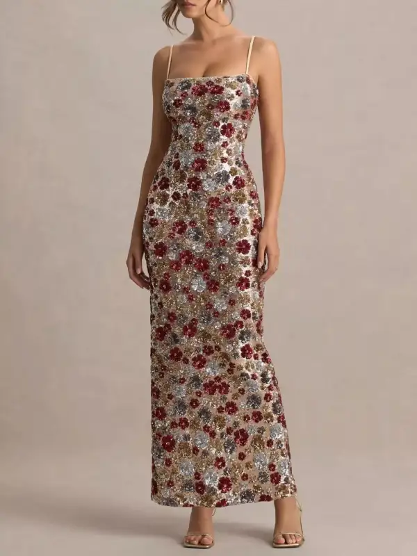 Classic Bodycon Floral Maxi Dress