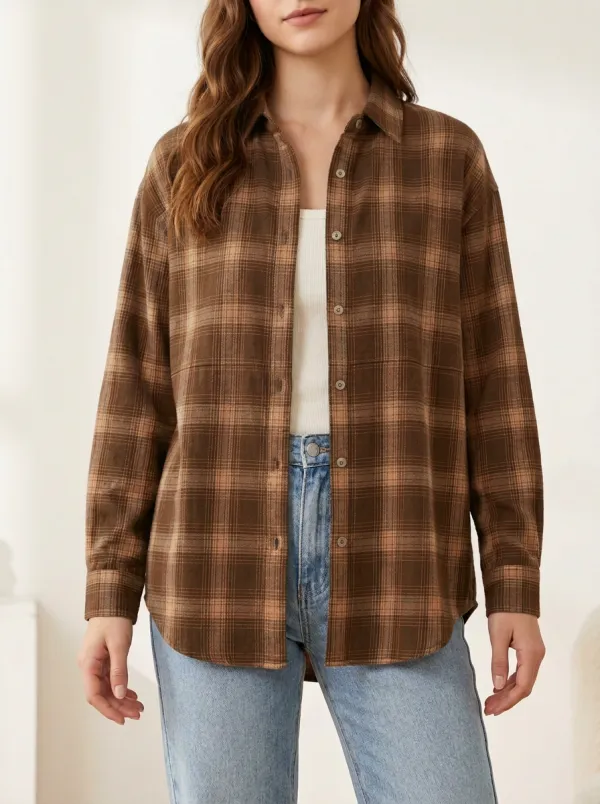 Warm Plaid Plaid Long-Sleeve Shirt