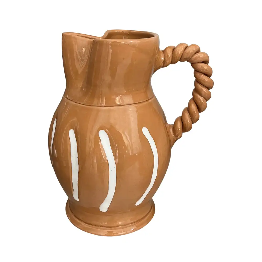 Pinch-Form Rope-Handle Ceramic Pinch Jug