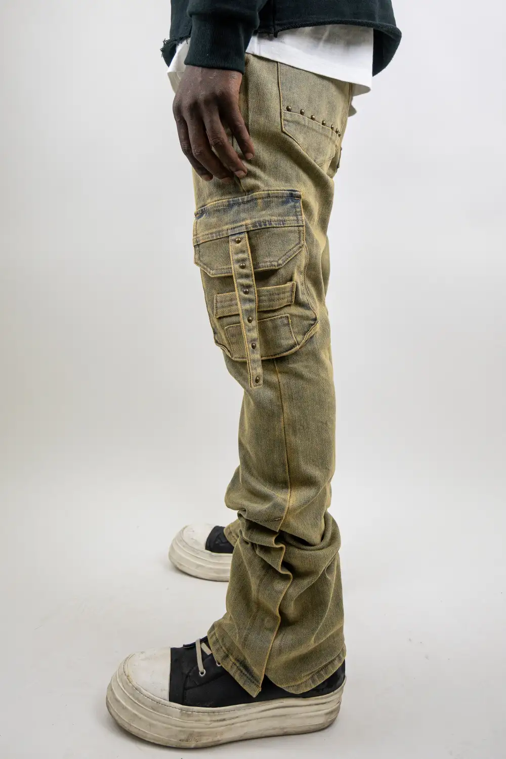 Studded Stacked Cargo Jeans