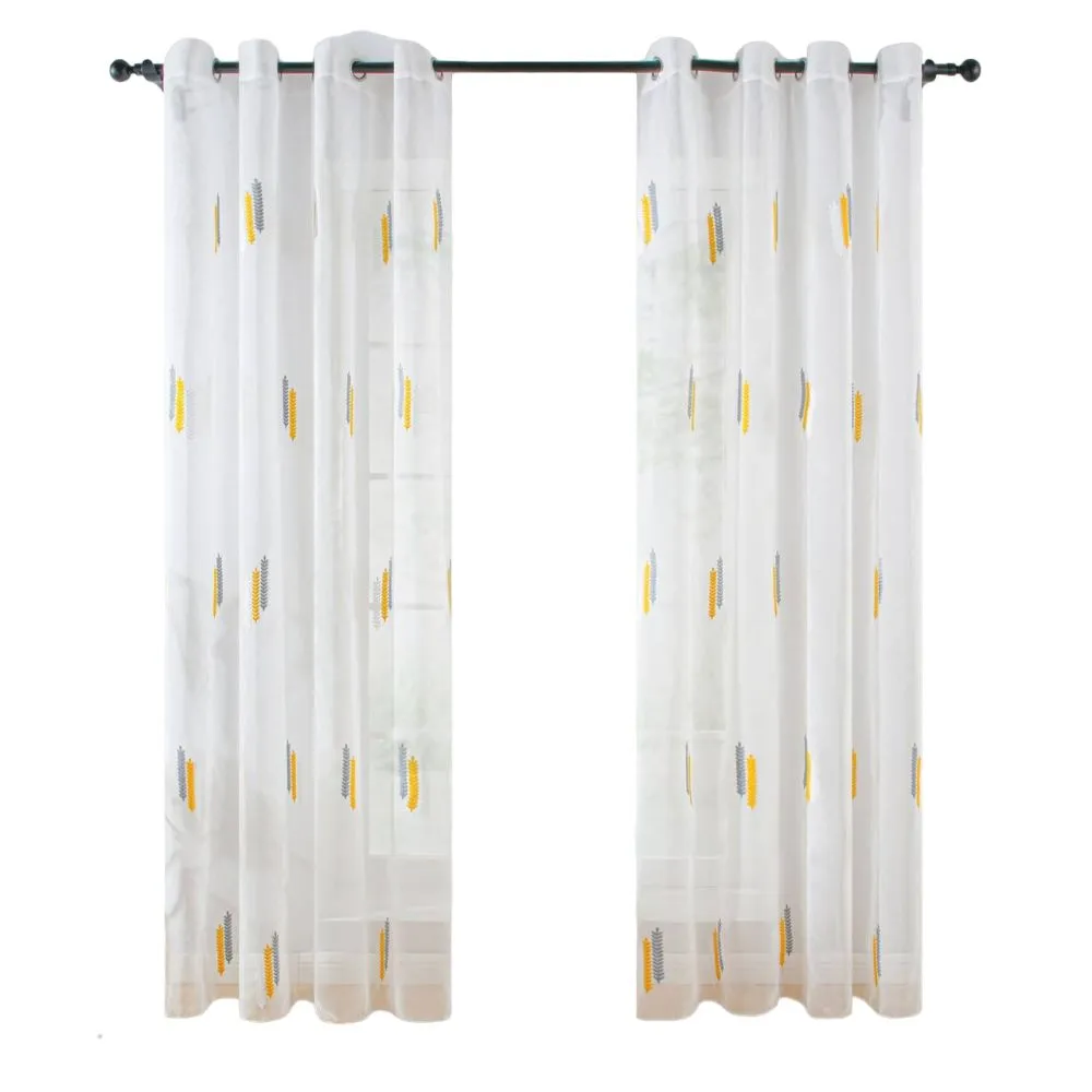Sheer Floral Leaf Modern Curtain Panel