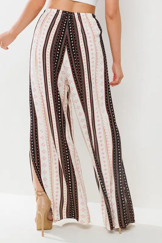 Wide Leg Side Slit Pants