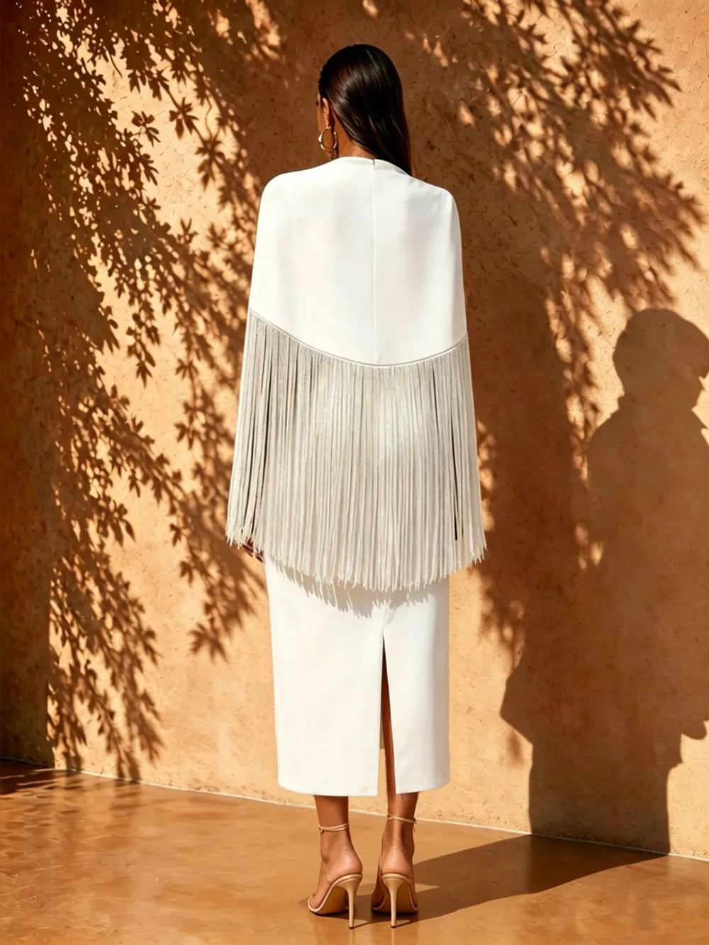 Noemi White Tassel Elegant Maxi Dress