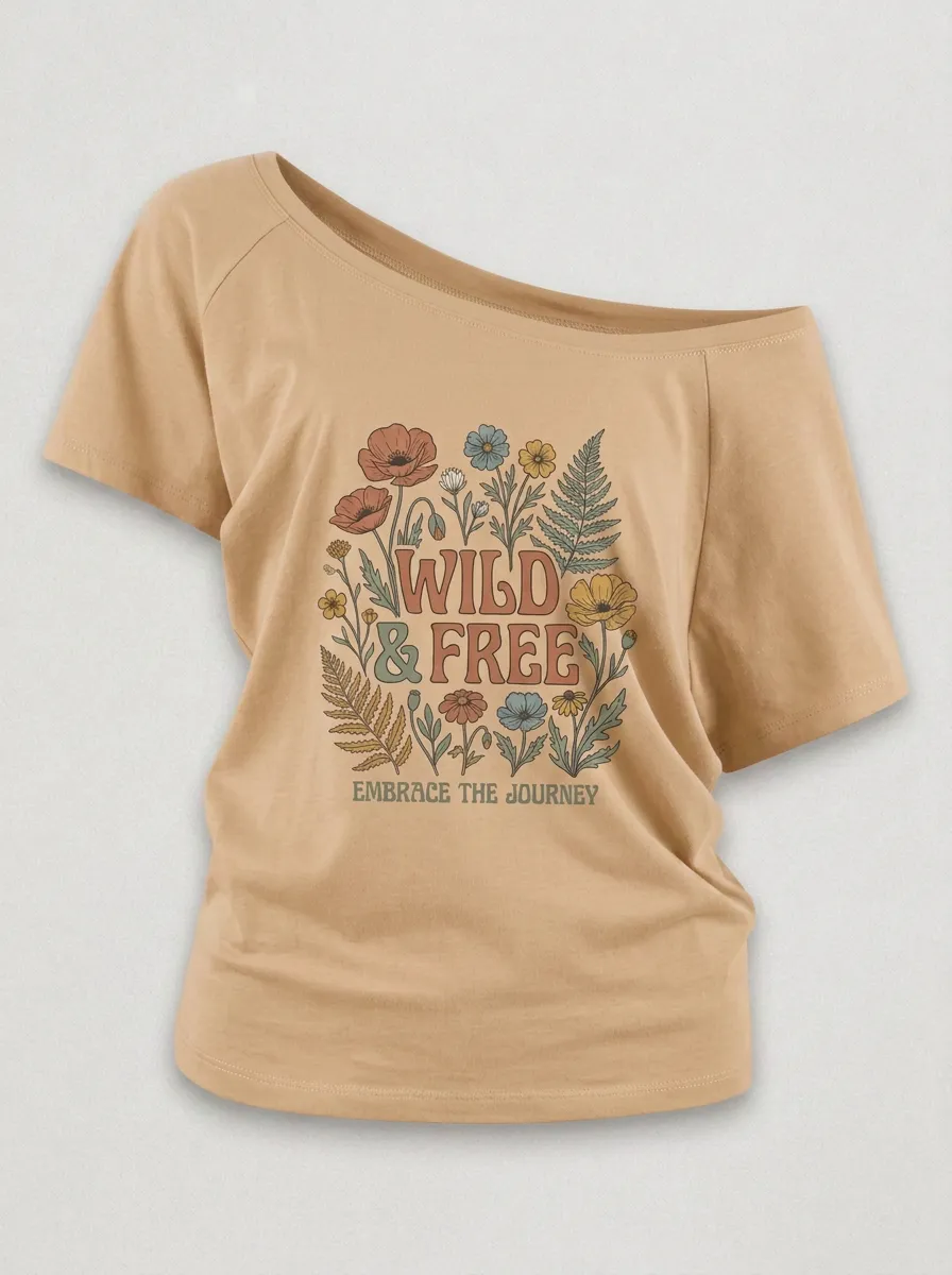 Wild And Free Floral Botanical Off-Shoulder Top