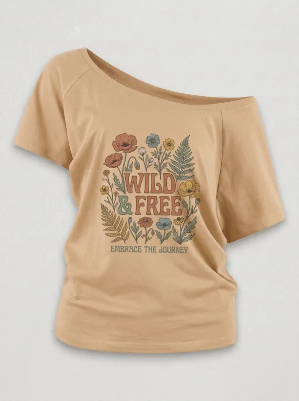 Wild And Free Floral Botanical Off-Shoulder Top