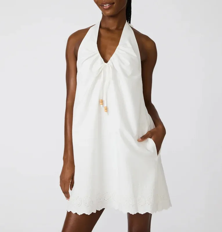 Cotton Blend Tie Front Dress