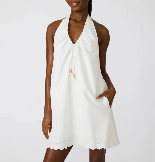 Cotton Blend Tie Front Dress