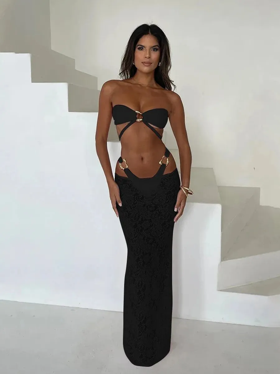 Xandra Lace Bikini Three-Piece Set