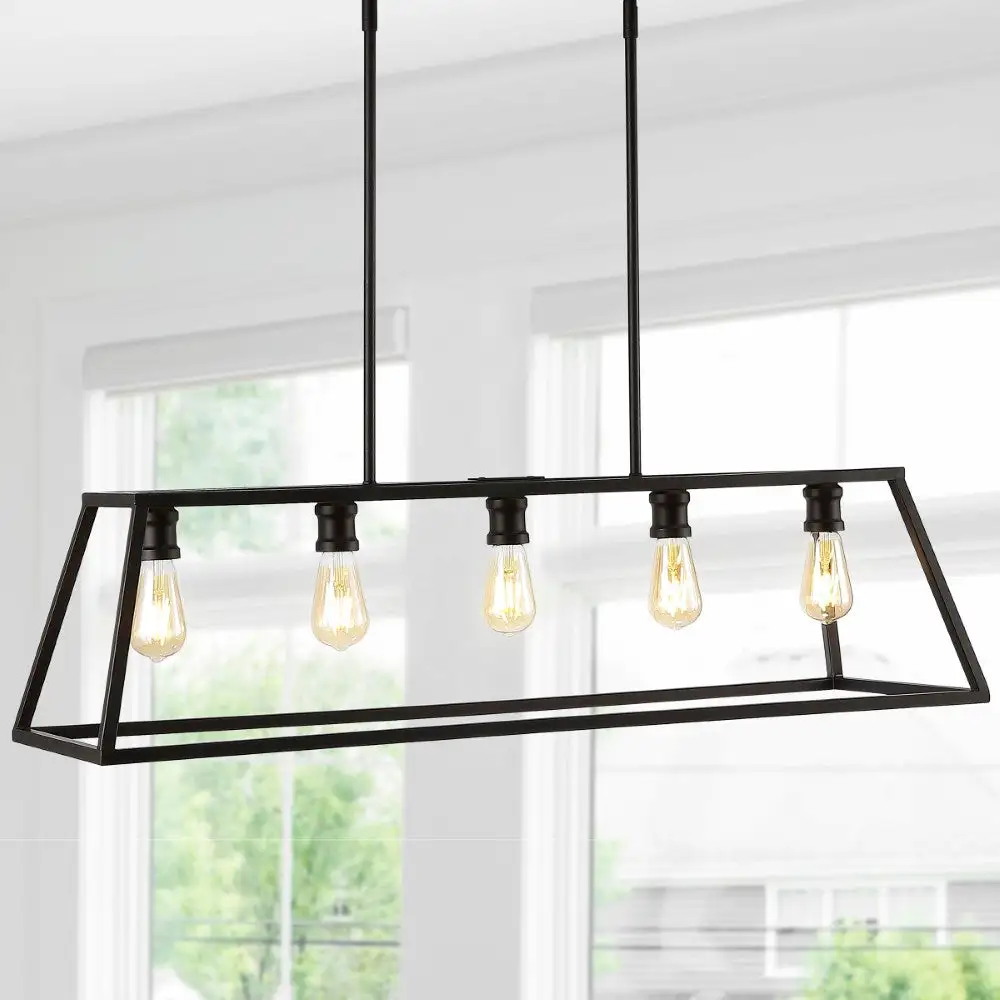 Five-Light Adjustable Iron Farmhouse Vintage LED Dimmable Pendant
