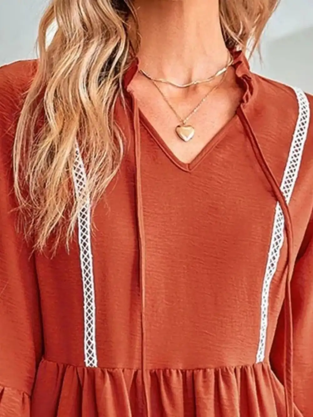 Textured Detail Long Sleeve Mini Dress